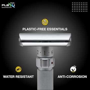 Pearl Flexi Adjustable Safety Razor Version V12 - Reusable Metal Razor made of 100% Brass | Eco Friendly Double Edge Razor for Men | Men's Shaving Razor for best Father's Day Gift