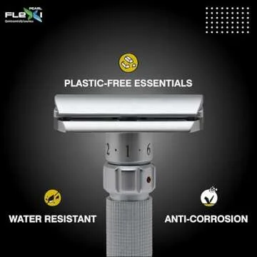 Pearl Flexi Adjustable Safety Razor Version V12 - Reusable Metal Razor made of 100% Brass | Eco Friendly Double Edge Razor for Men | Men's Shaving Razor for best Father's Day Gift