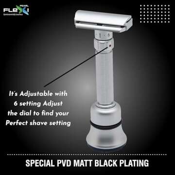 Pearl Flexi Adjustable Safety Razor Version V12 - Reusable Metal Razor made of 100% Brass | Eco Friendly Double Edge Razor for Men | Men's Shaving Razor for best Father's Day Gift