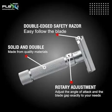 Pearl Flexi Adjustable Safety Razor Version V12 - Reusable Metal Razor made of 100% Brass | Eco Friendly Double Edge Razor for Men | Men's Shaving Razor for best Father's Day Gift