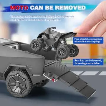 SUVABE Cybertruck Toy Trucks Police Cars Cybertquad Alloy Die-cast Truck 1/32 Toy Cars Race with Sound and Light (Grey)