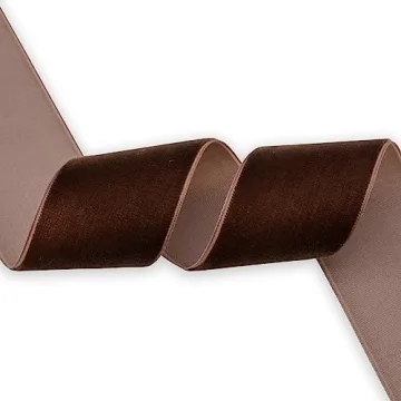 XMRIBBON Coffee Velvet Ribbon 1.5 Inch by 10 Yards