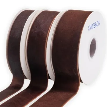 XMRIBBON Coffee Velvet Ribbon 1.5 Inch by 10 Yards