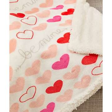 FAITH, HOPE, LOVE HOME DÉCOR EIQOCCA Amor Eterno Be Mine Love Collection Valentine's Day Heart Ultra Plush Throw Blanket (50" x 60") with Sherpa Backing - Be Mine