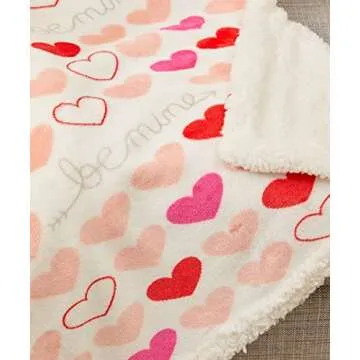 FAITH, HOPE, LOVE HOME DÉCOR EIQOCCA Amor Eterno Be Mine Love Collection Valentine's Day Heart Ultra Plush Throw Blanket (50" x 60") with Sherpa Backing - Be Mine