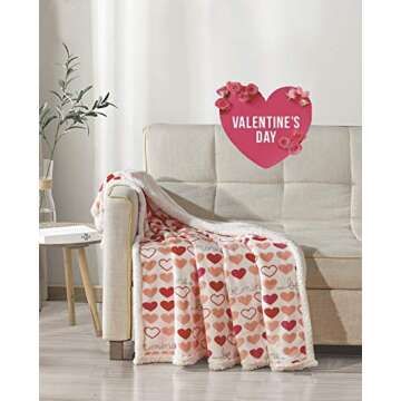 FAITH, HOPE, LOVE HOME DÉCOR EIQOCCA Amor Eterno Be Mine Love Collection Valentine's Day Heart Ultra Plush Throw Blanket (50" x 60") with Sherpa Backing - Be Mine