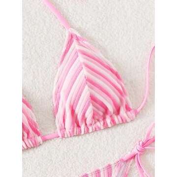 Stylish Falainetee Women's Striped Bikini Swimsuit Set