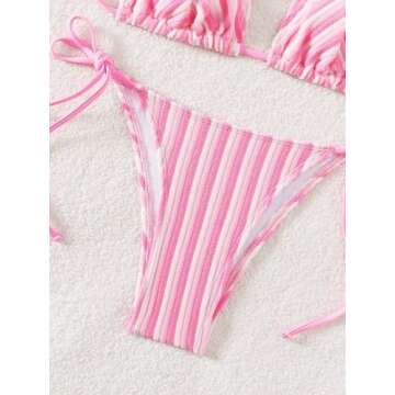 Stylish Falainetee Women's Striped Bikini Swimsuit Set