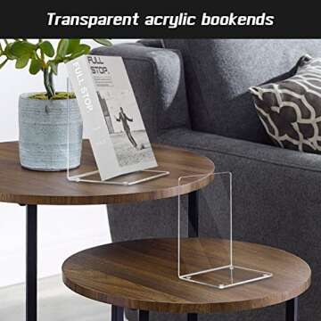 HappyHapi Acrylic Book Ends - Stylish & Durable Book Organizer