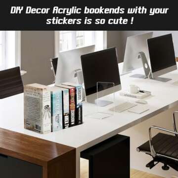 HappyHapi Acrylic Book Ends - Stylish & Durable Book Organizer