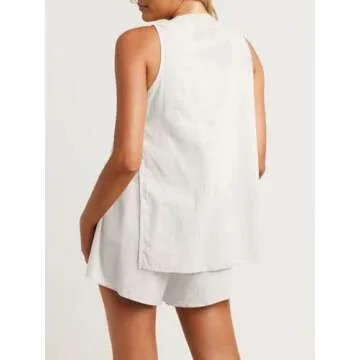 Tankaneo Womens Summer Vacation Outfits Beach Travel Cruise Resort Wear 2 Piece Short Sets Casual Tank Tops and Shorts