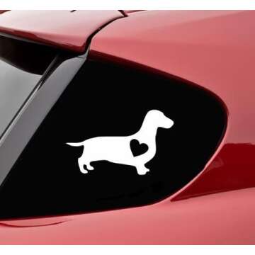 CMI Dachshund Dog with Heart Vinyl Decal Bumper Sticker (White, 6")