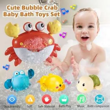 Baby Bath Toys for Toddlers, Crab Bath Bubble Maker with 12 Songs, 3 Pack Wind-up Pool Toys for Kid, Bathtub Toys As Birthday Gift for Boys Girls