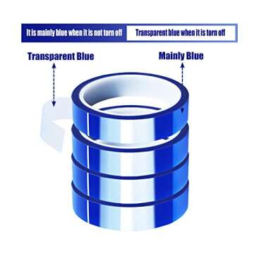 MEBMIK 4 Rolls 20mm x33m(108ft) Blue Heat Tape High Temperature Heat Resistant Tape Heat Transfer Tape for Heat Sublimation Press Vinyl,No Residue