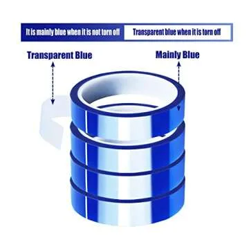 MEBMIK 4 Rolls 20mm x33m(108ft) Blue Heat Tape High Temperature Heat Resistant Tape Heat Transfer Tape for Heat Sublimation Press Vinyl,No Residue