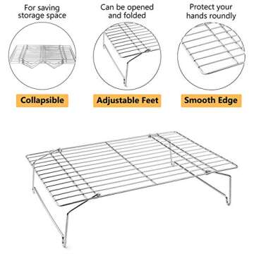 P&P CHEF Cooling Rack Set, 2-Tier Stackable Stainless Steel Wire Racks for Baking Cooking Cooling Ro...
