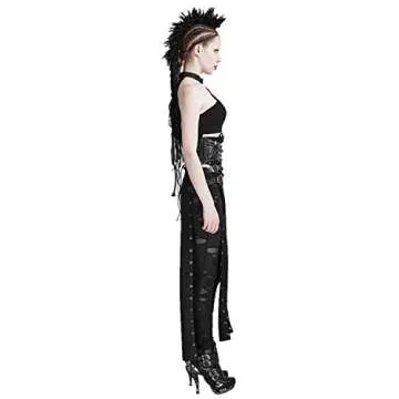 Punk Rave Women's Black Gothic Punk Vintage Retro Split Party PU Leather Long Skirt