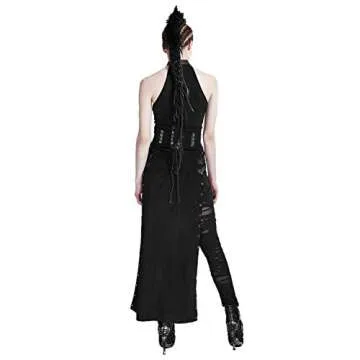 Punk Rave Women's Gothic Black Vintage Split Skirt