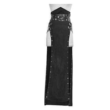 Punk Rave Women's Gothic Black Vintage Split Skirt