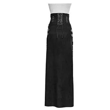 Punk Rave Women's Gothic Black Vintage Split Skirt
