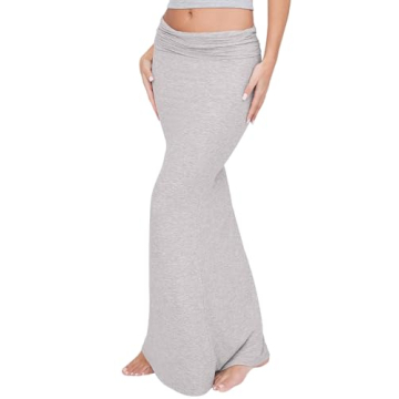 REORIA Women's Fashion Sexy Fold Over High Waisted Lounge Long Skirts Elegant Going Out Bodycon Maxi...