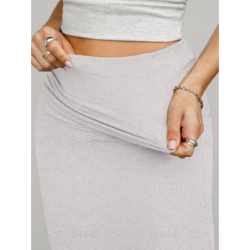 REORIA Women's High Waisted Fold Over Maxi Skirt