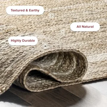 nuLOOM Rikki Coastal Braided Jute Area Rug 5x8 Off-white