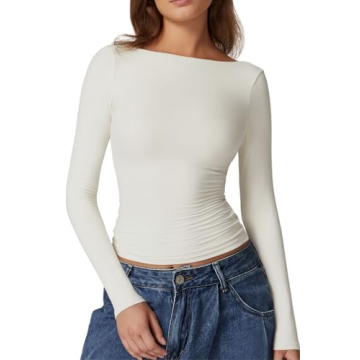 Stylish QINSEN Open Back Tee for Women - Perfect for Day & Night