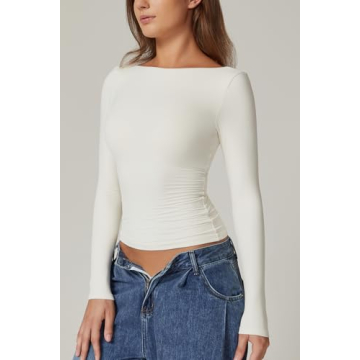 Stylish QINSEN Open Back Tee for Women - Perfect for Day & Night