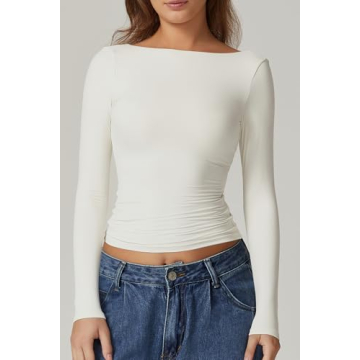 Stylish QINSEN Open Back Tee for Women - Perfect for Day & Night