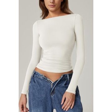 Stylish QINSEN Open Back Tee for Women - Perfect for Day & Night