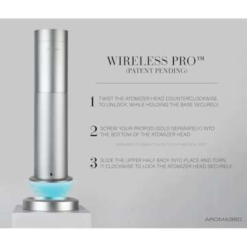 Aroma360 - Wireless Pro Essential Oil Diffuser - 600 sq ft Coverage - Cordless & Portable with Remote - Aromatherapy Scent Diffuser - Home, Spa, Office & Business - Air Freshener - Metallic Silver
