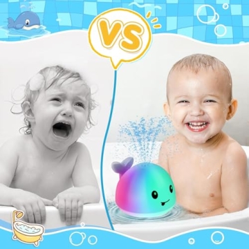 Gigilli Upgraded Baby Bath Toys, Rechargeable Light Up Bath Toys for Kids 1-3, Baby Toy 6-12 12-18 Months Whale Bath Toy Sprinkler, Fountain Bathtub Toys Toddler Newborn Birthday Valentines Baby Gifts