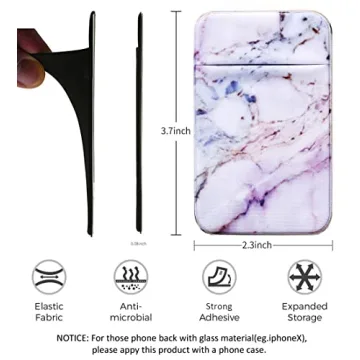 2Pack Marble Adhesive Card Holder for All Smartphones