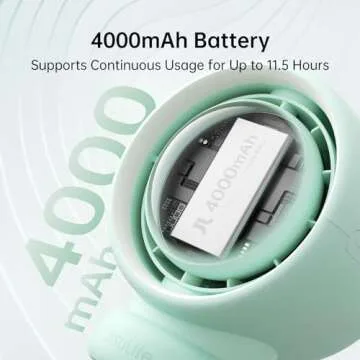 JISULIFE Stroller Fan Large, Battery Bladeless for Baby Crib, Portable Rechargeable for Desk, Car Seat Cooling with Air Purify and Air Turbo Tech, Safe Food-Grade Gifts for Mom/Dad/Friends - Green