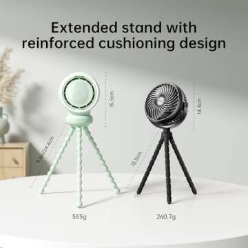 JISULIFE Stroller Fan Large, Battery Bladeless for Baby Crib, Portable Rechargeable for Desk, Car Seat Cooling with Air Purify and Air Turbo Tech, Safe Food-Grade Gifts for Mom/Dad/Friends - Green