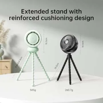 JISULIFE Stroller Fan Large, Battery Bladeless for Baby Crib, Portable Rechargeable for Desk, Car Seat Cooling with Air Purify and Air Turbo Tech, Safe Food-Grade Gifts for Mom/Dad/Friends - Green