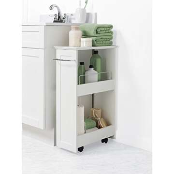 Zenna Home Slim Bath Shelves - Freestanding Mobile Storage for Bathroom, 8 Inch White