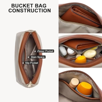 BOSTANTEN Bucket Bag Leather Shoulder Purses for Women Trendy Adjustable Strap, Brown