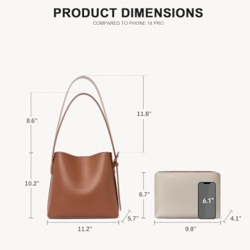 BOSTANTEN Bucket Bag Leather Shoulder Purses for Women Trendy Adjustable Strap, Brown