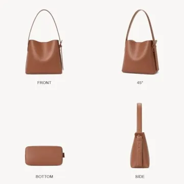BOSTANTEN Bucket Bag Leather Shoulder Purses for Women Trendy Adjustable Strap, Brown