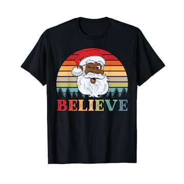 Black Believe Santa Retro Sun Santa African American Santa T-Shirt