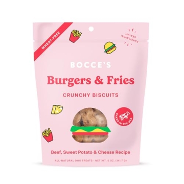 Bocce's Bakery Limited Edition Wheat-Free Dog Treats, Burgers & Fries Biscuits, 5 oz