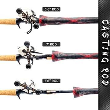 SF Fishing Casting Rod Socks Braided Mesh Rod Sleeve Cover Protector Pole Gloves Six Colors 6PCS Fit Casting Rod 6-1/2FT to 7-1/2FT