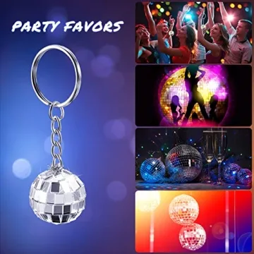 MTLEE Mini Mirror Disco Ball Keychain 24 Pack for Parties