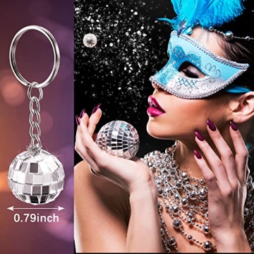 MTLEE Mini Mirror Disco Ball Keychain 24 Pack for Parties