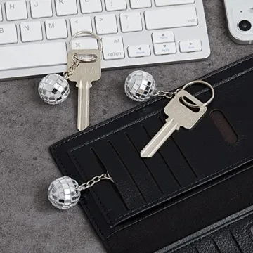 MTLEE Mini Mirror Disco Ball Keychain 24 Pack for Parties