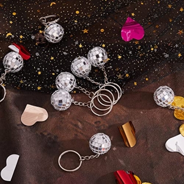 MTLEE Mini Mirror Disco Ball Keychain 24 Pack for Parties
