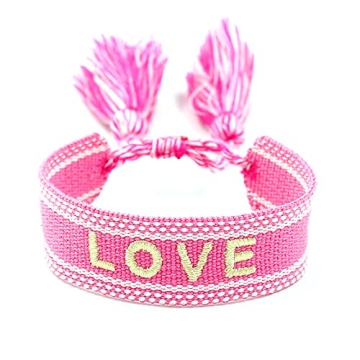 Caiyao Handmade Woven Braide Cord Tassel Wrap Bracelet Bohemia Knitted Love Word Letter Pattern Adju...