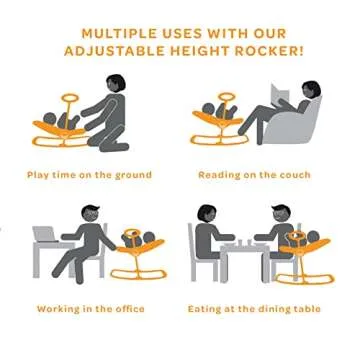 BEABA Up and Down Portable Baby Rocker, 4 Height Levels and 3 Reclining Positions with One Click, Rocking Chair for Baby, Baby Seats for 0-3 Months, Grey